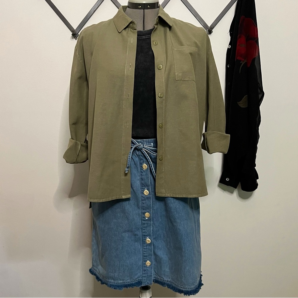Umgee Linen Button Up 3/4 Sleeve Shirt Size Small
